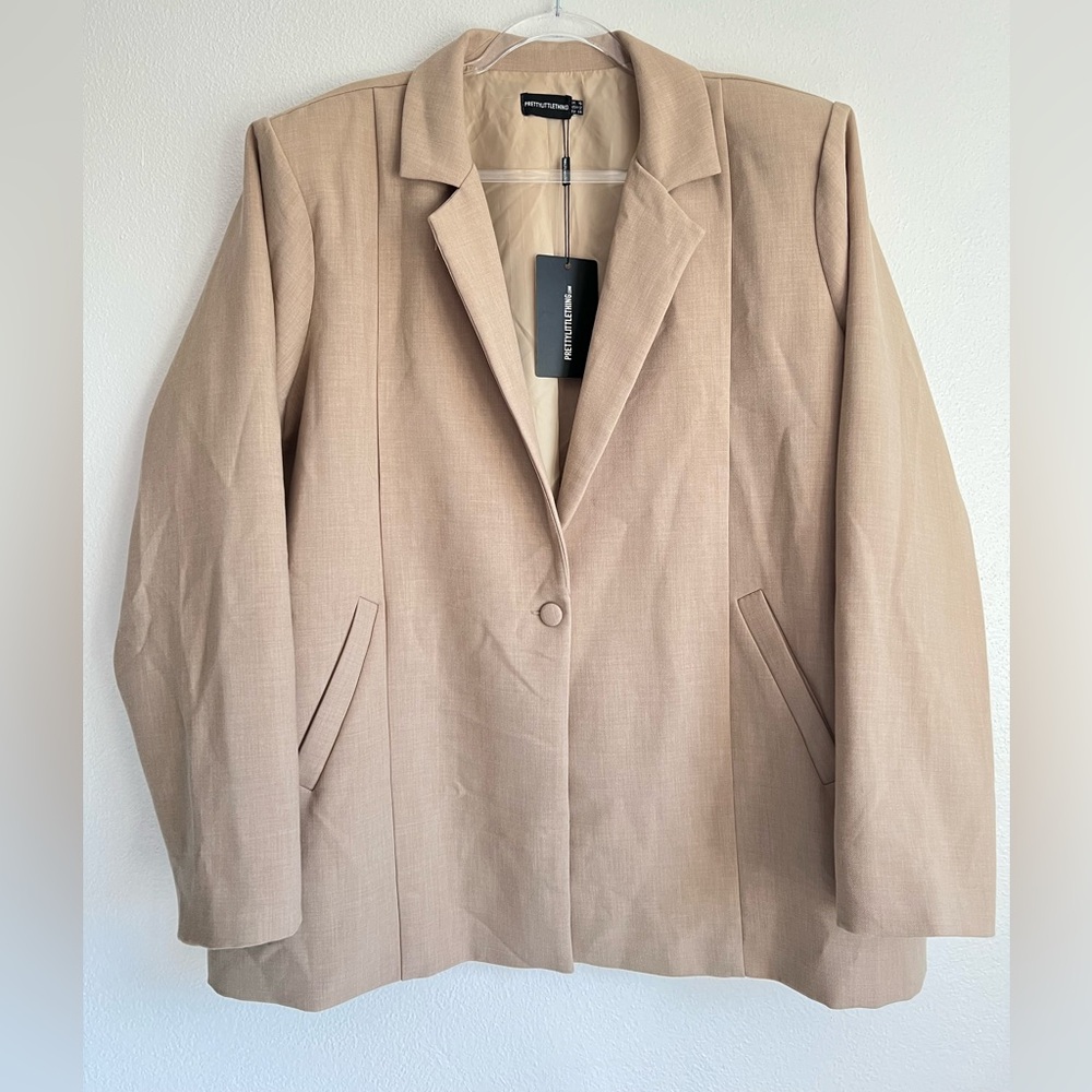 Pretty Little Thing PLT Boxy Oversized Drop Shoulder Dad Blazer Size 12